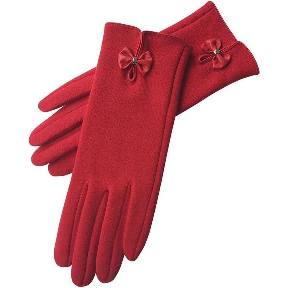 Women's Red Winter Warm Fleece Lining Gloves Driving Texting Touch Screen - Picture 4 of 7